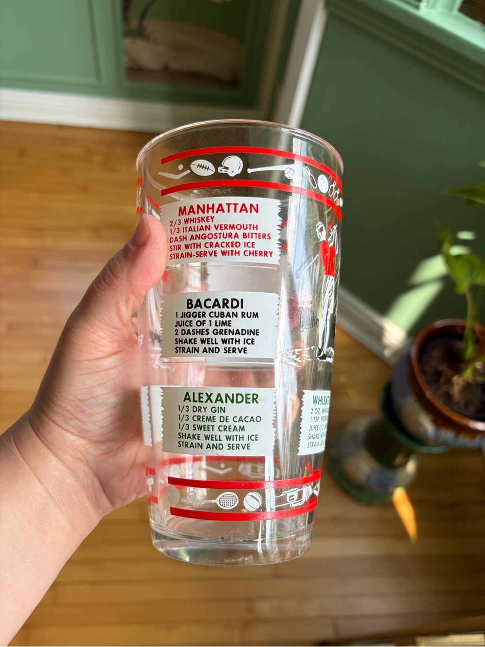 Mid-century golf cocktail recipe shaker glass
